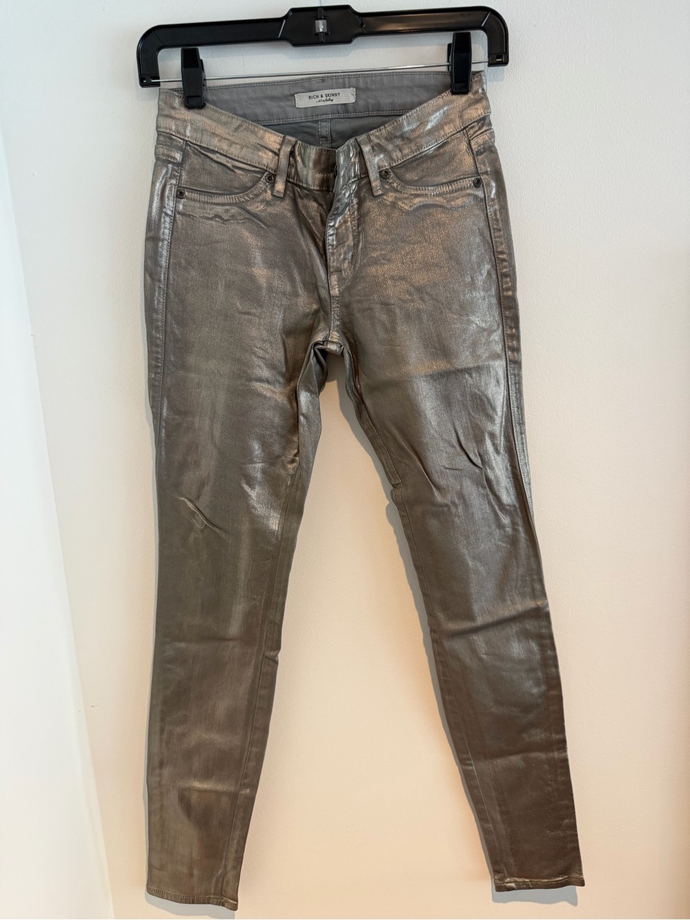 Rich & Skinny Metallic Silver Skinny Jeans
